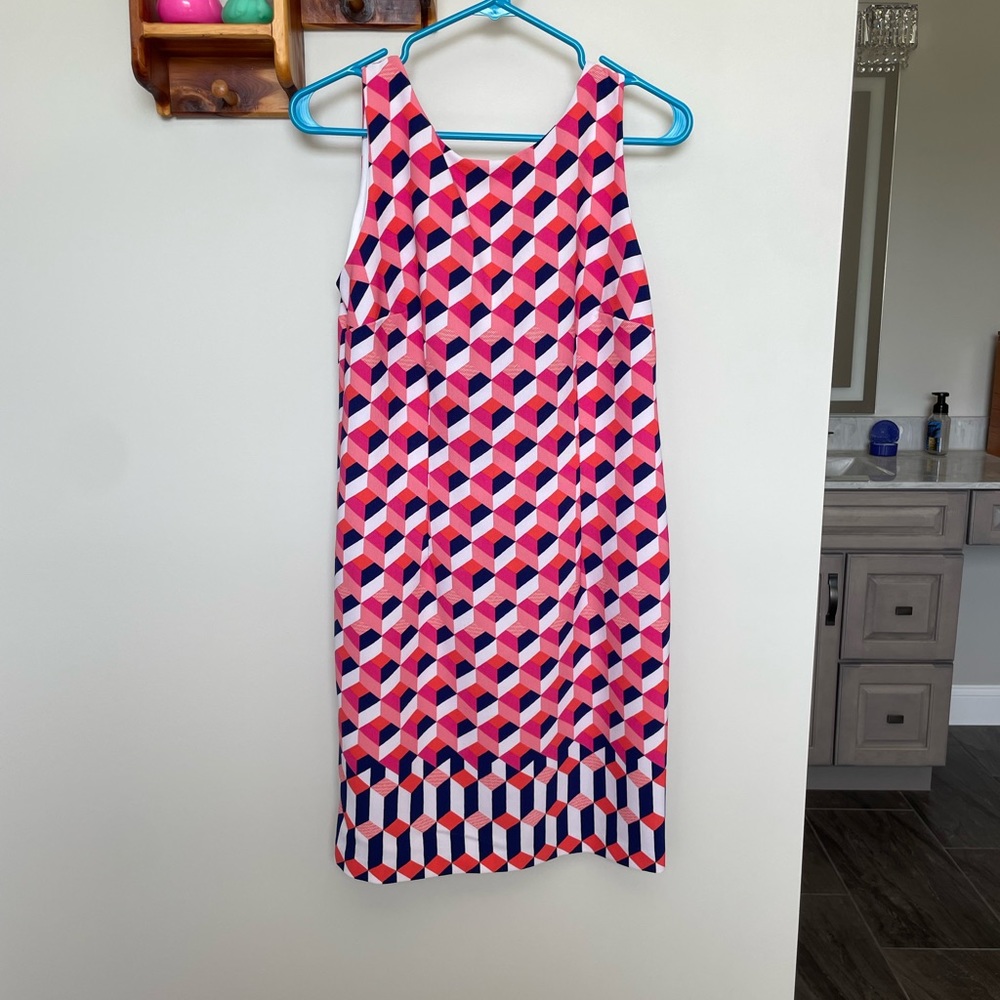 Amanda Lane 10 Petite Work Dress - Geometric Pattern
